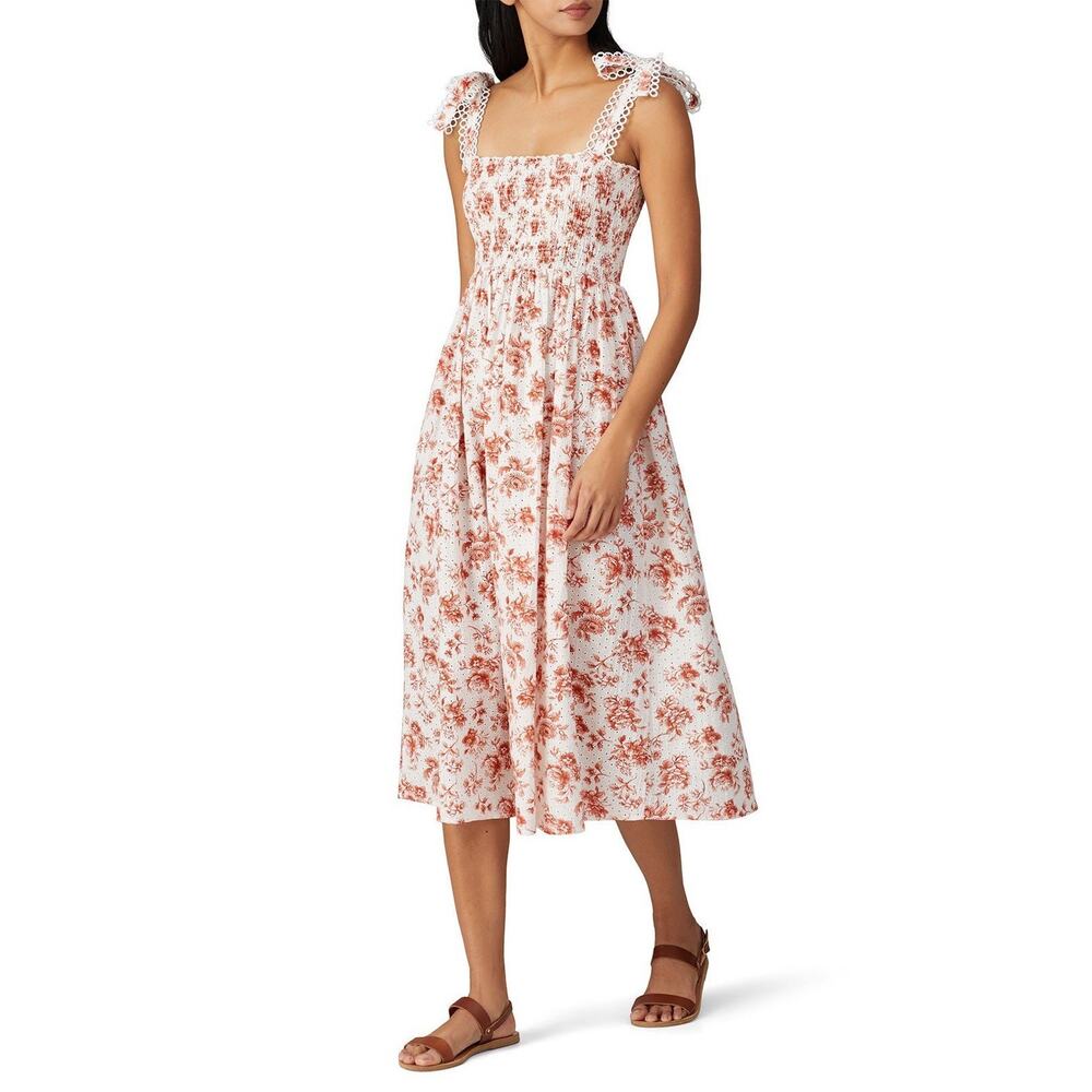 Maia Bergman Size XS Simone Floral Eyelet Tie Sleeve Dress